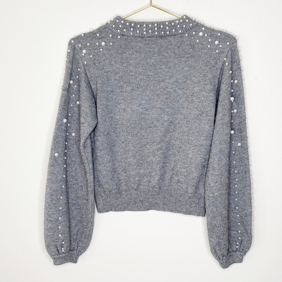 Lucy Paris Gemma Gray Faux Pearl Sweater XS - Picture 5 of 8